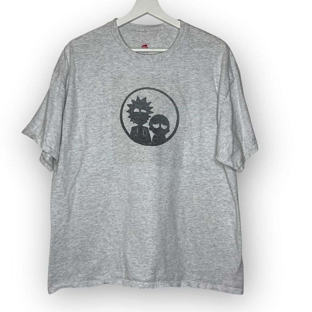 Hanes Tagless Rick & Morty T-shirt Gray Short Sleeve Preshrunk Cotton Men’s XL
